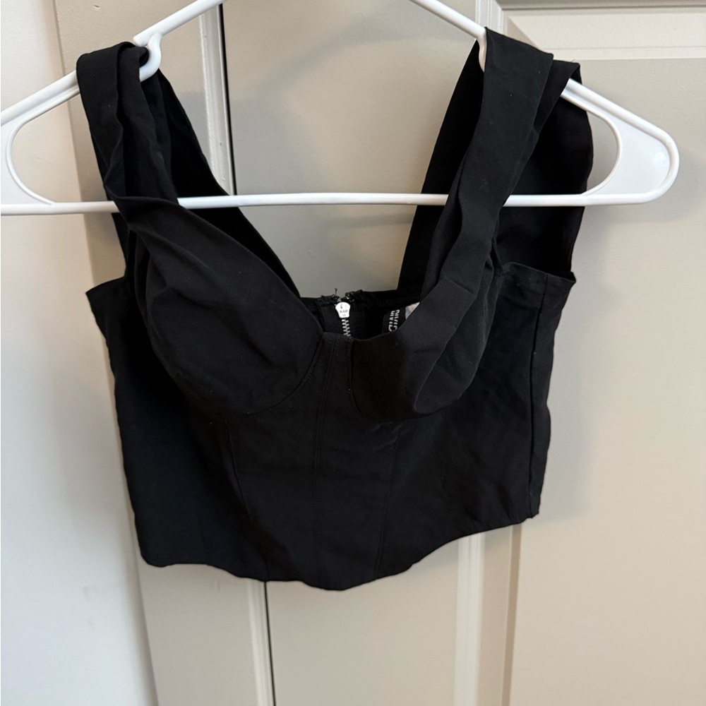 Divided Black Crop Top